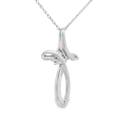 .04ct Diamond Cross Religious Pendant 14KT White Gold