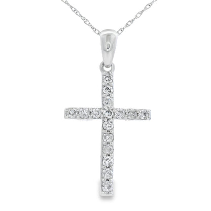 .30ct Diamond Cross Religious Pendant 14KT White Gold