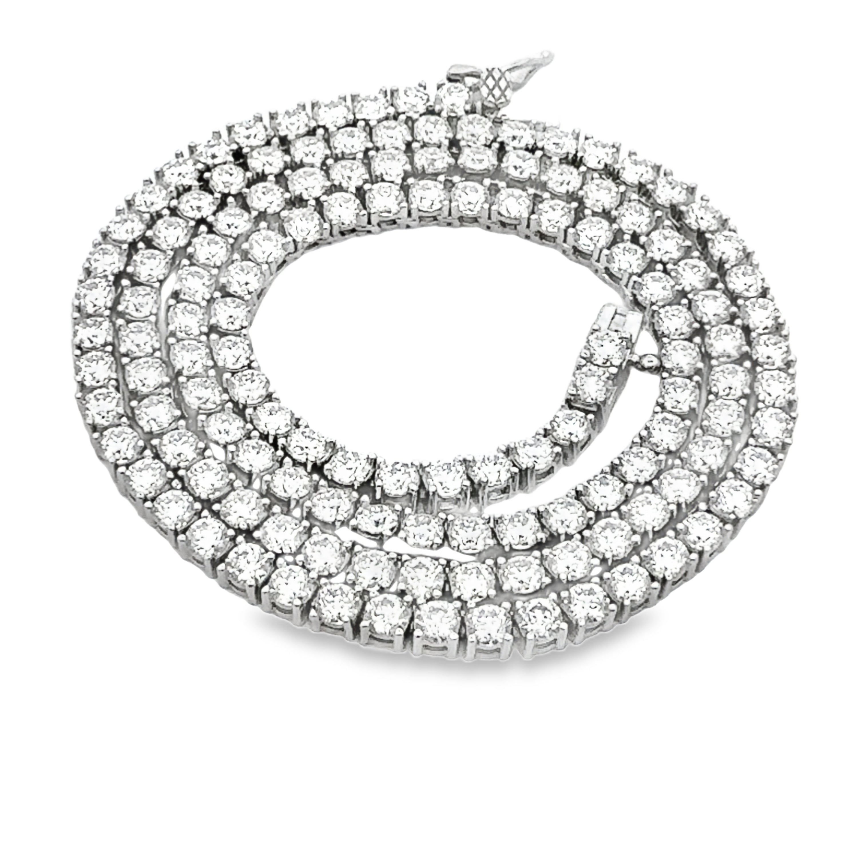 15.14ct Moissanite Tennis Necklace Sterling Silver