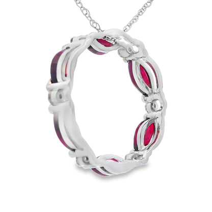 Ruby Diamond Circle of Love Pendant 10KT White Gold