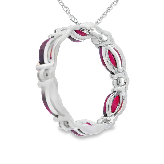 Ruby Diamond Circle of Love Pendant 10KT White Gold
