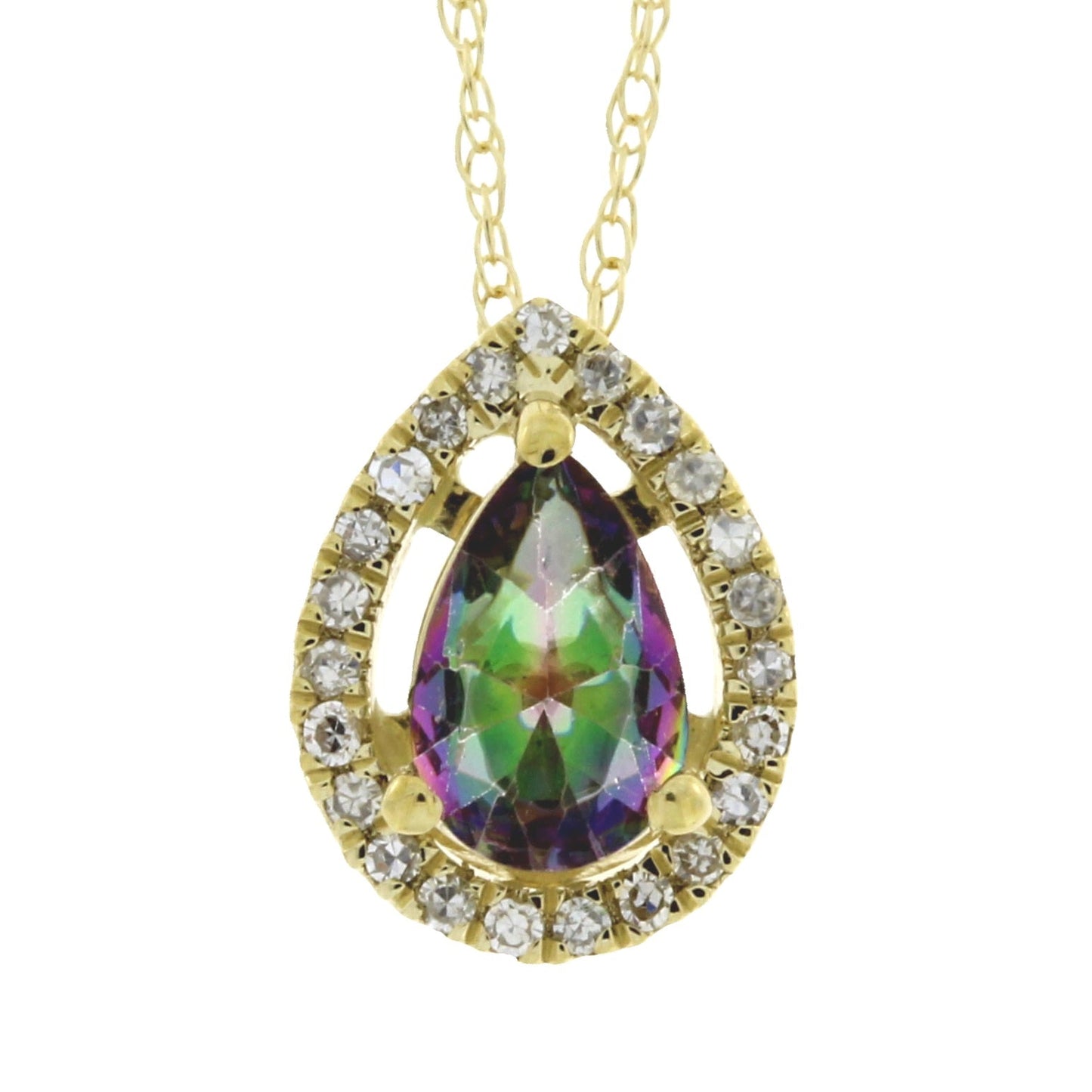 Treated Topaz Diamond Fashion Pendants 14KT Yellow Gold