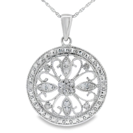 Natural .25ct Diamond Fashion Pendants Sterling Silver