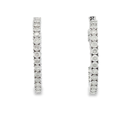 1.53ct Diamond Hoop Earrings 10KT White Gold