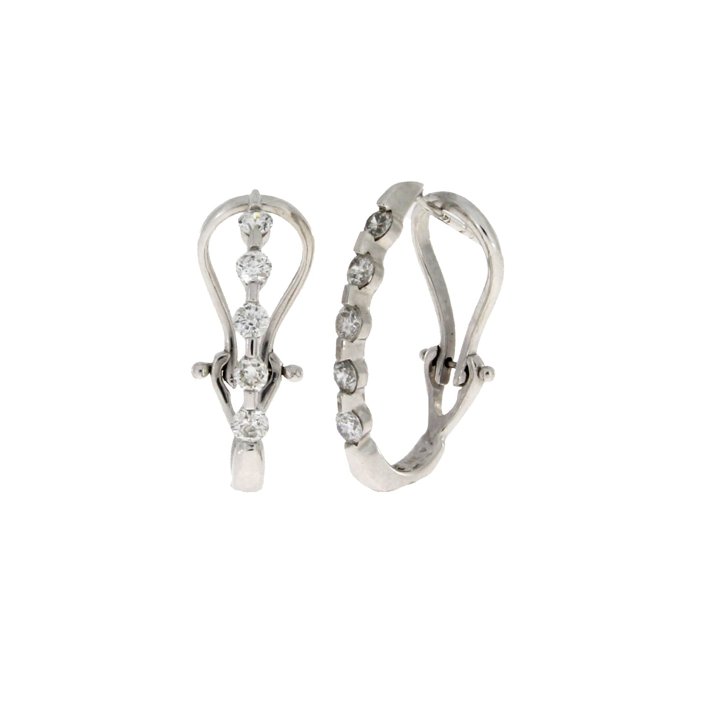 1.00ct Diamond Hoop Earrings 14KT White Gold