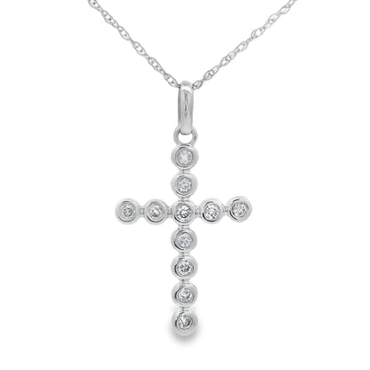 .15ct Diamond Cross Religious Pendant 14KT White Gold