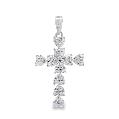 Moissanite Cross Religious Pendant Sterling Silver