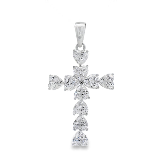 Moissanite Cross Religious Pendant Sterling Silver
