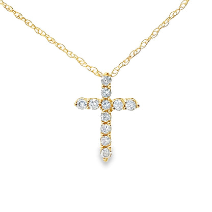 .11ct Diamond Cross Religious Pendant 14KT Yellow Gold