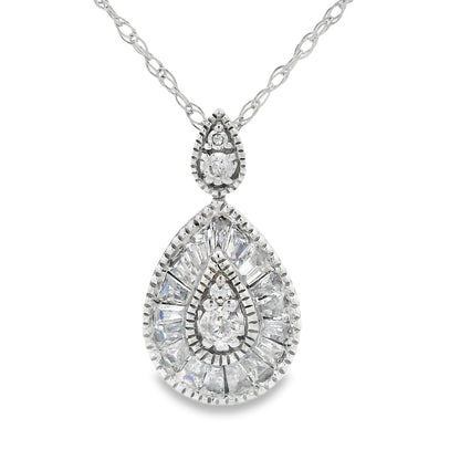 Genuine .32ct Diamond Fashion Pendants 14KT White Gold