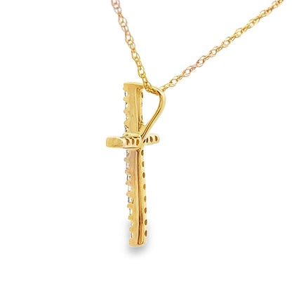 .10ct Diamond Cross Religious Pendant 14KT Yellow Gold