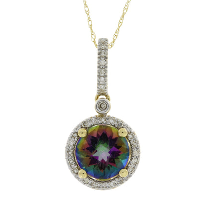 Mystic Fire Topaz Fashion Pendants 14KT Yellow Gold