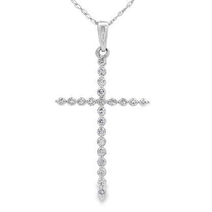.21ct Diamond Cross Religious Pendant 14KT White Gold