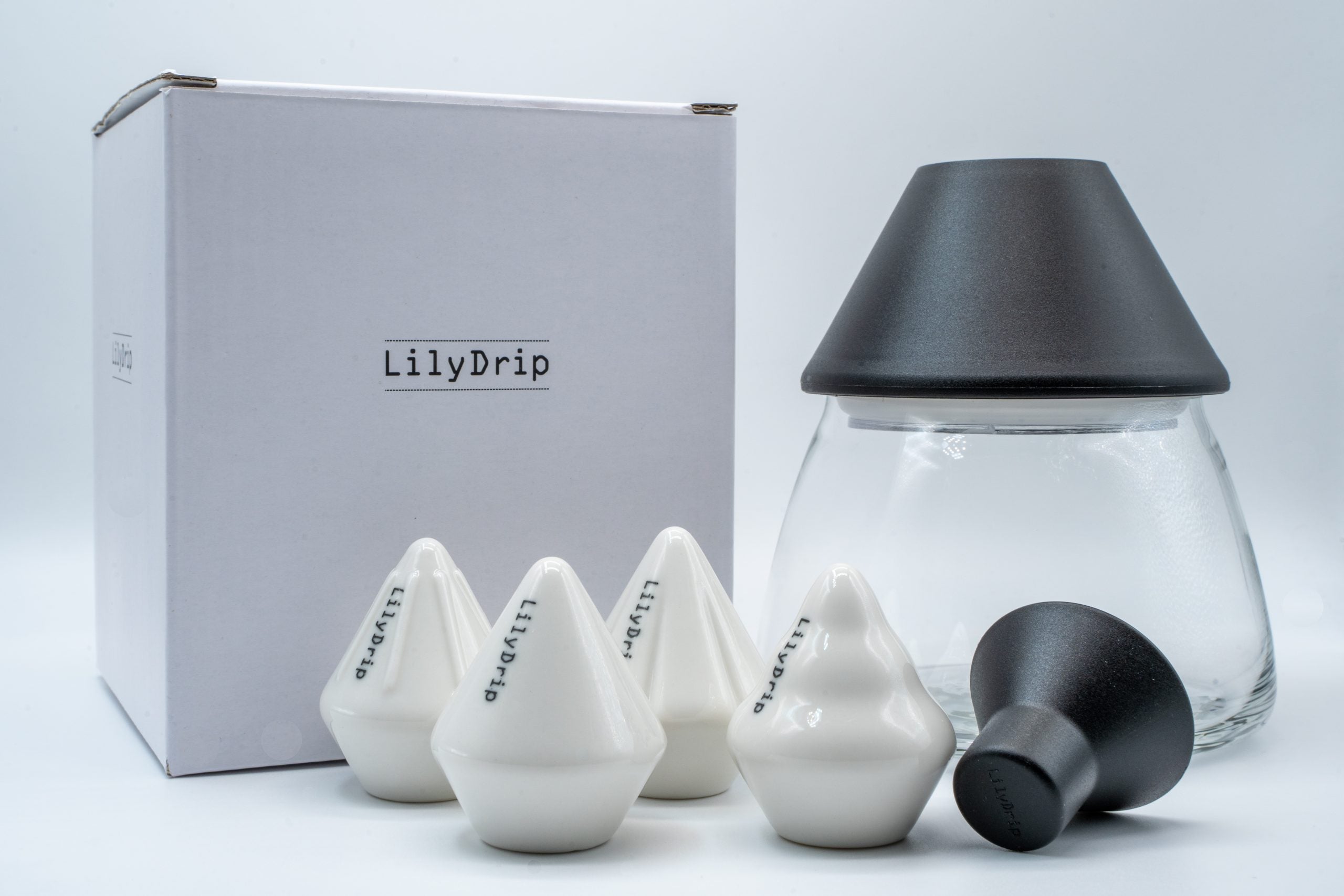 LilyDrip Family Set: Includes LilyDrip, COS, Starflower, & Donut Droplets With Rapid Filter Shaper Glass Container