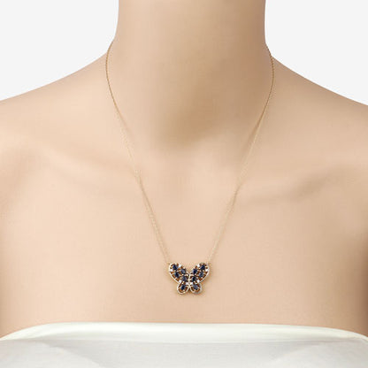 2.16 Carat Genuine Blue Sapphire and White Zircon .925 Sterling Silver Necklace