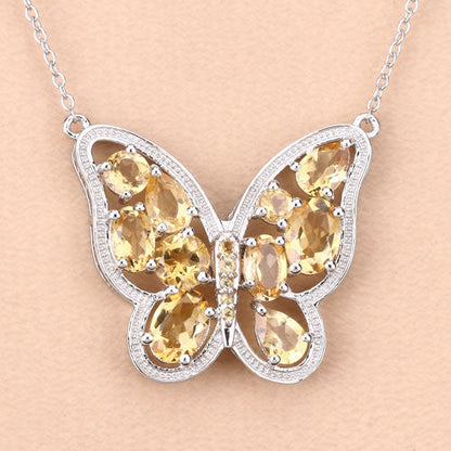 4.43 Carat Genuine Citrine .925 Sterling Silver Necklace
