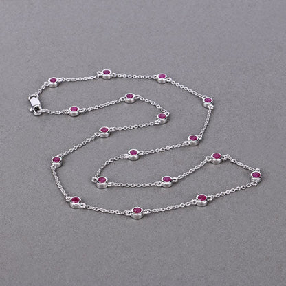 2.34 Carat Genuine Ruby .925 Sterling Silver Necklace