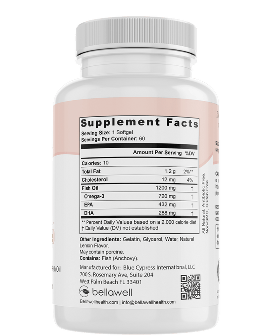 Omega Fish Oil -Omega-3 Fatty Acids by Bellawell