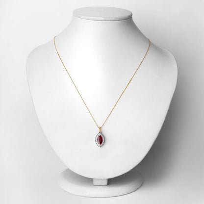 1.52 Carat Genuine Ruby and White Diamond 10K Yellow Gold Pendant