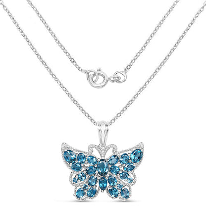 4.81 Carat Genuine London Blue Topaz .925 Sterling Silver Pendant