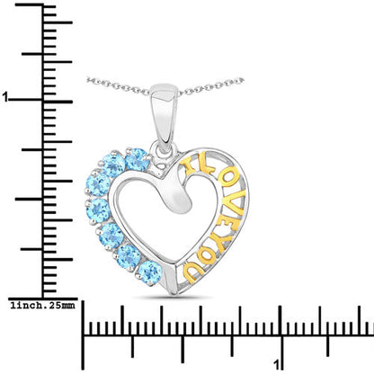 0.84 Carat Genuine Swiss Blue Topaz .925 Sterling Silver Pendant