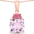 18K Rose Gold Plated 5.55 Carat Genuine Pink Amethyst and Rhodolite .925 Sterling Silver Pendant