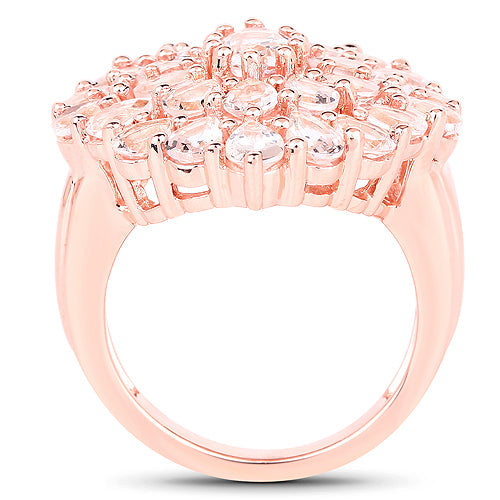 18K Rose Gold Plated 4.55 Carat Genuine Morganite .925 Sterling Silver Ring