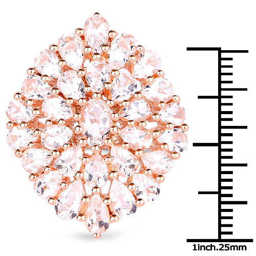 18K Rose Gold Plated 4.55 Carat Genuine Morganite .925 Sterling Silver Ring