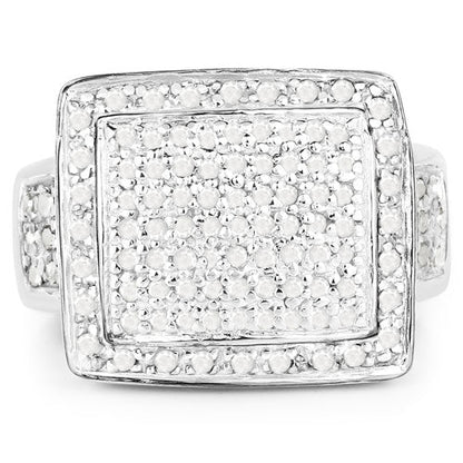0.61 Carat Genuine White Diamond .925 Sterling Silver Ring