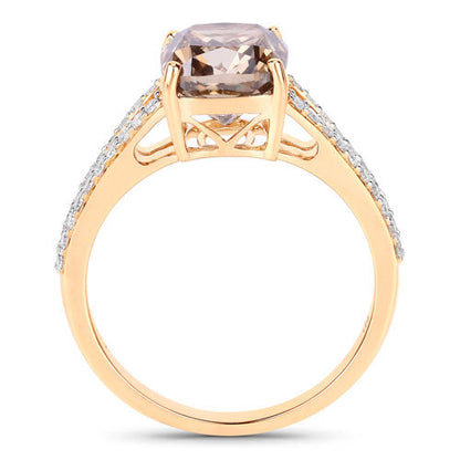 IGI Certified 3.03 Carat Genuine Brown Diamond Center and 0.32cttw White Diamond 18K Yellow Gold Ring (3.35cttw)
