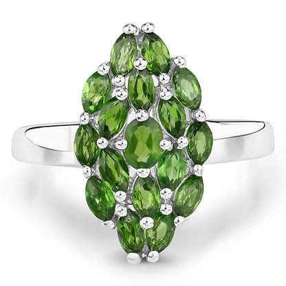 1.28 Carat Genuine Chrome Diopside .925 Sterling Silver Ring