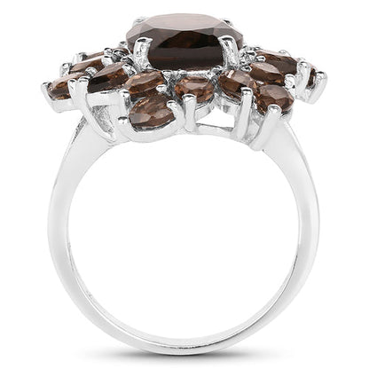 5.69 Carat Genuine Smoky Quartz .925 Sterling Silver Ring