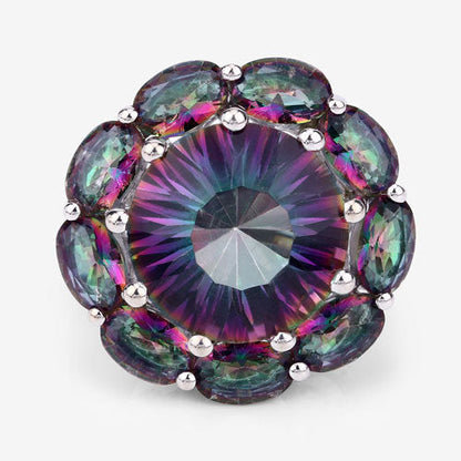 11.45 Carat Genuine Rainbow Quartz .925 Sterling Silver Ring