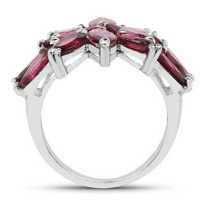7.80 Carat Genuine Rhodolite .925 Sterling Silver Ring