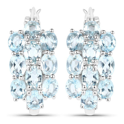 9.88 Carat Genuine Blue Topaz .925 Sterling Silver 3 Piece Jewelry Set (Ring, Earrings, and Pendant w/ Chain)