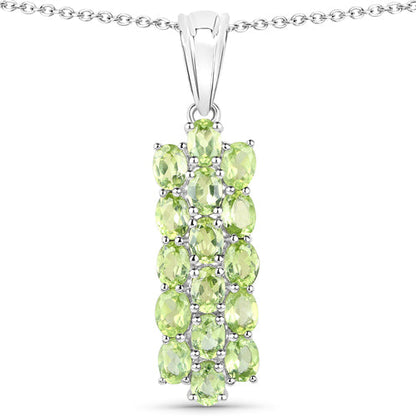 8.84 Carat Genuine Peridot .925 Sterling Silver 3 Piece Jewelry Set (Ring, Earrings, and Pendant w/ Chain)