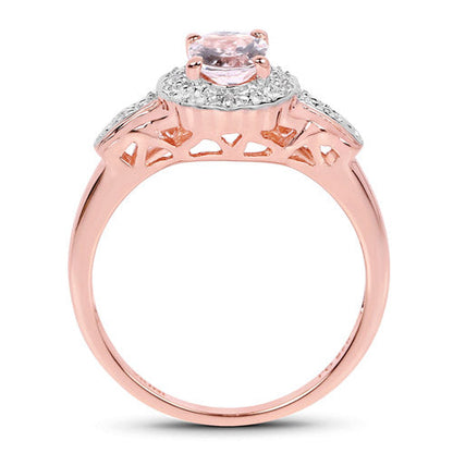 2.28 Carat Genuine Morganite and White Topaz .925 Sterling Silver 3 Piece Jewelry Set (Ring, Earrings, and Pendant w/ Chain)