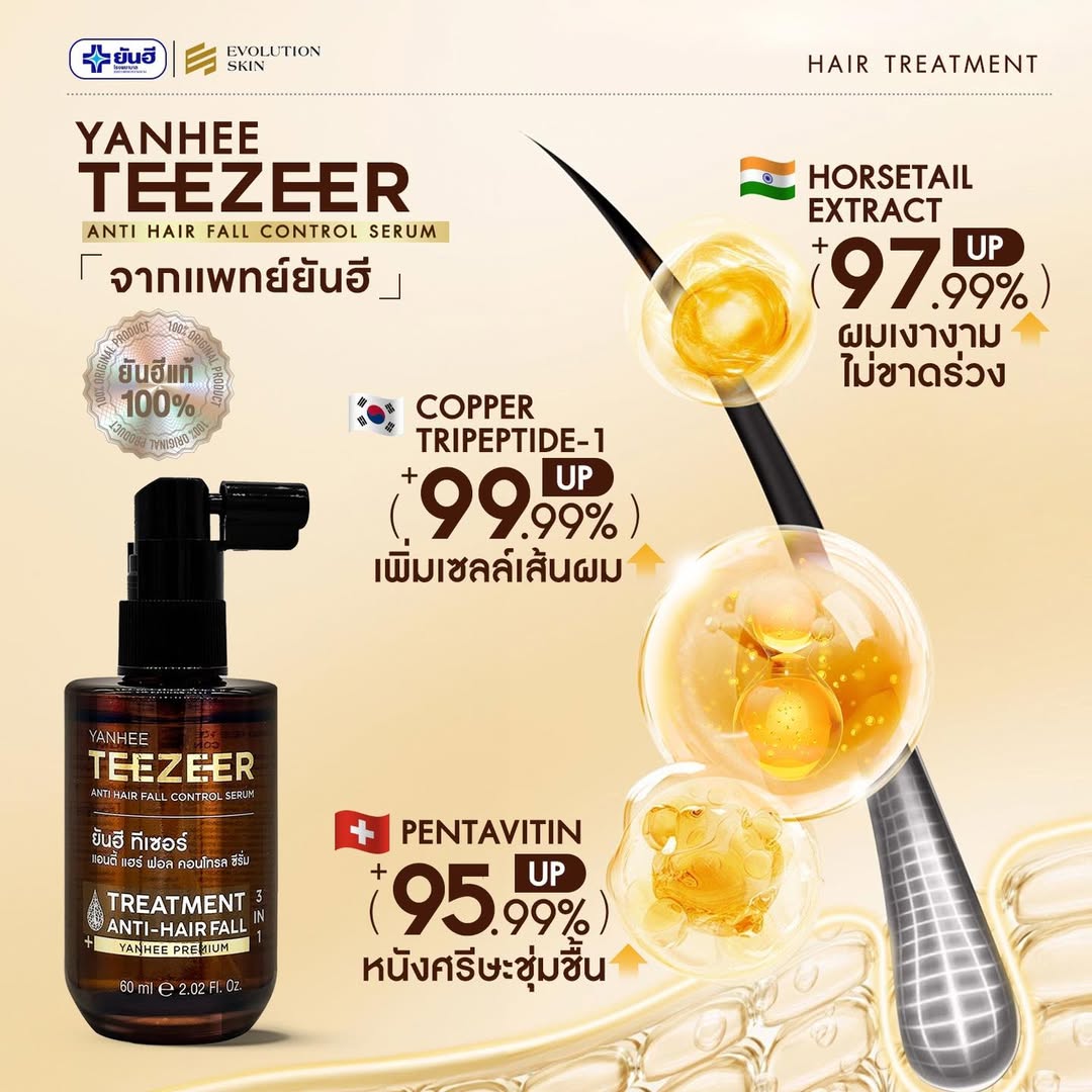 Yanhee Teezeer Shampoo 200 ml and Teezeer Serum Anti Hair Fall Control Serum 60 ml