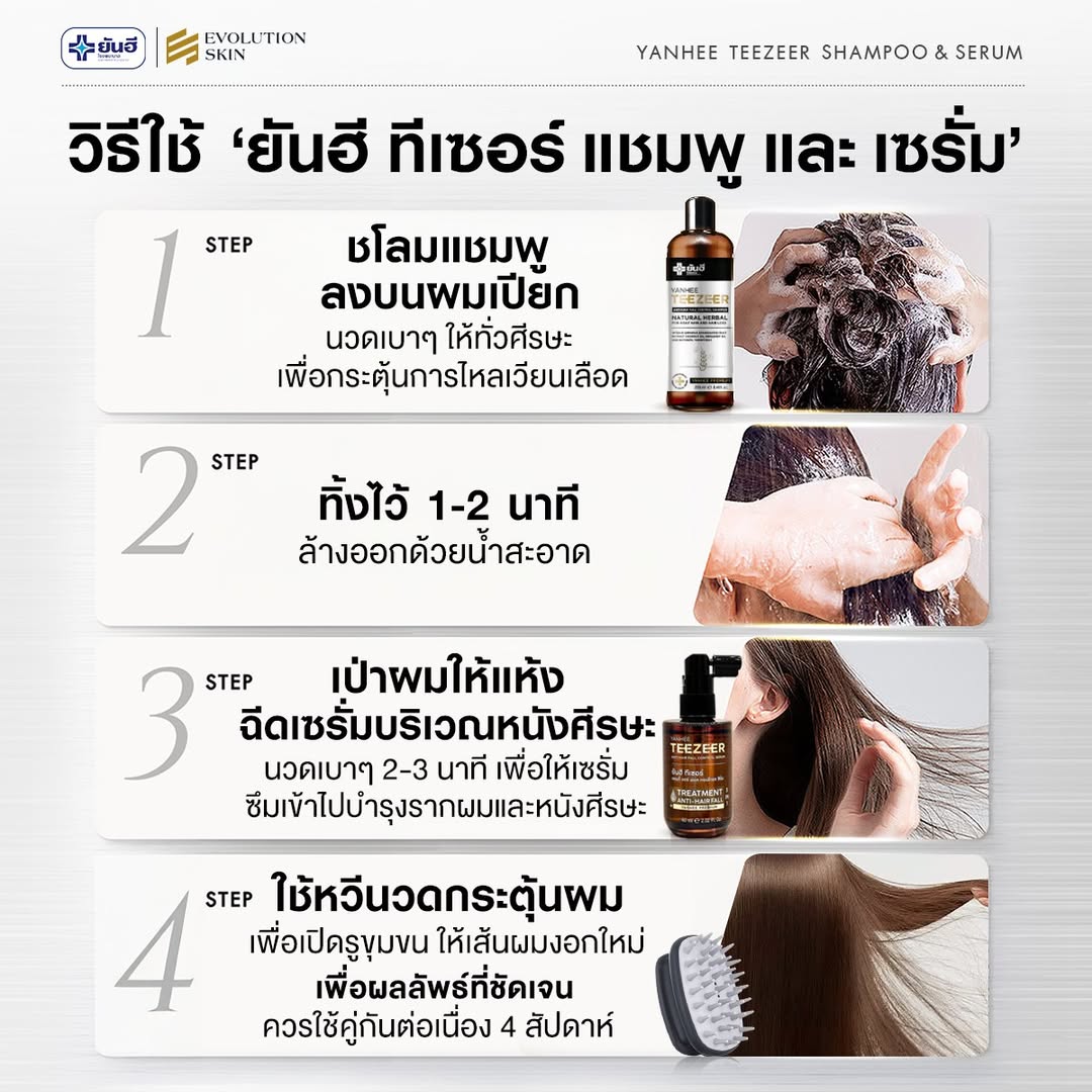 Yanhee Teezeer Shampoo 200 ml and Teezeer Serum Anti Hair Fall Control Serum 60 ml