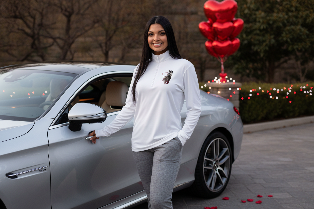 Valentine's day White quarter zip pullover from True Exquisite